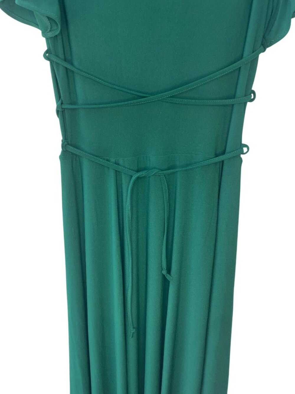 AYM Ava Maxi Dress Green Flutter Slip Sleeve Wrap Tie Detail Women's Sz S NWT - Picture 4 of 10